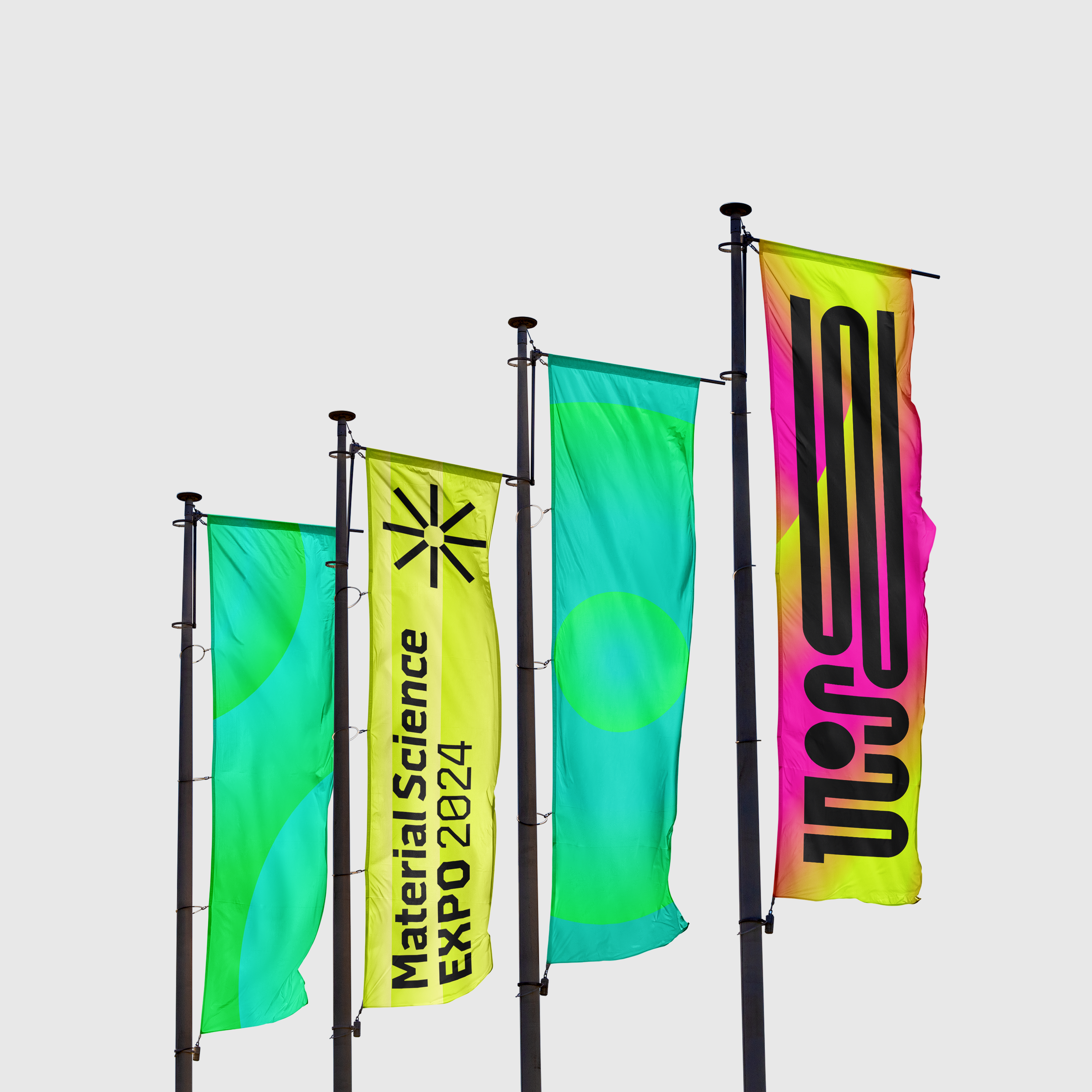 Four flags displaying the Wise brand assets.